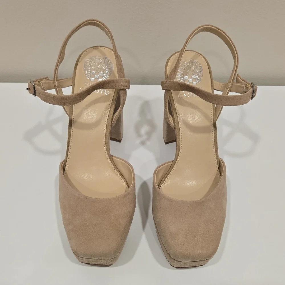 Vince Camuto Tan Suede Heels *NWOT* 4.63 Inch Heels - Picture 2 of 16